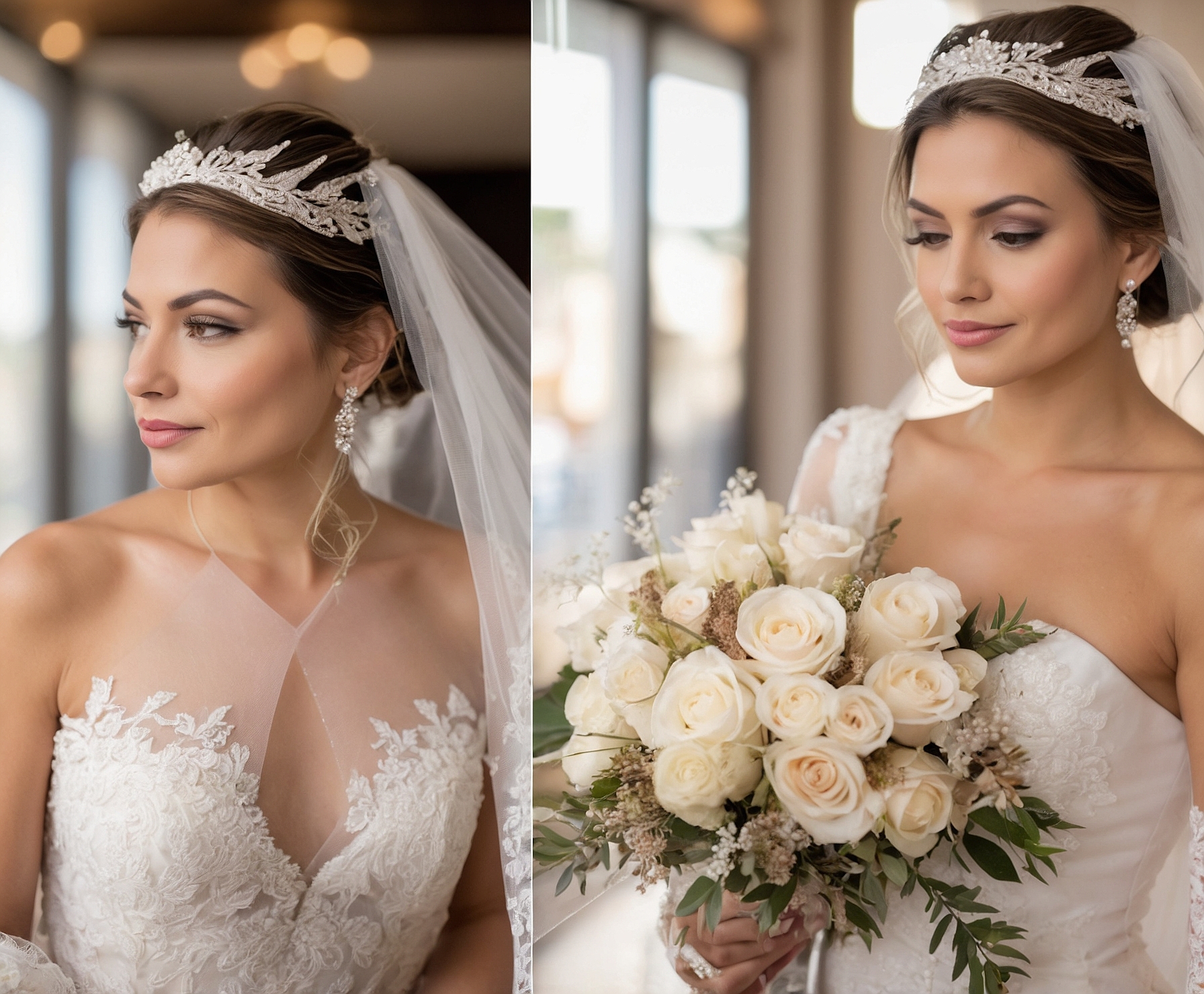 Maquillaje y peinado de novia elegante y atemporal