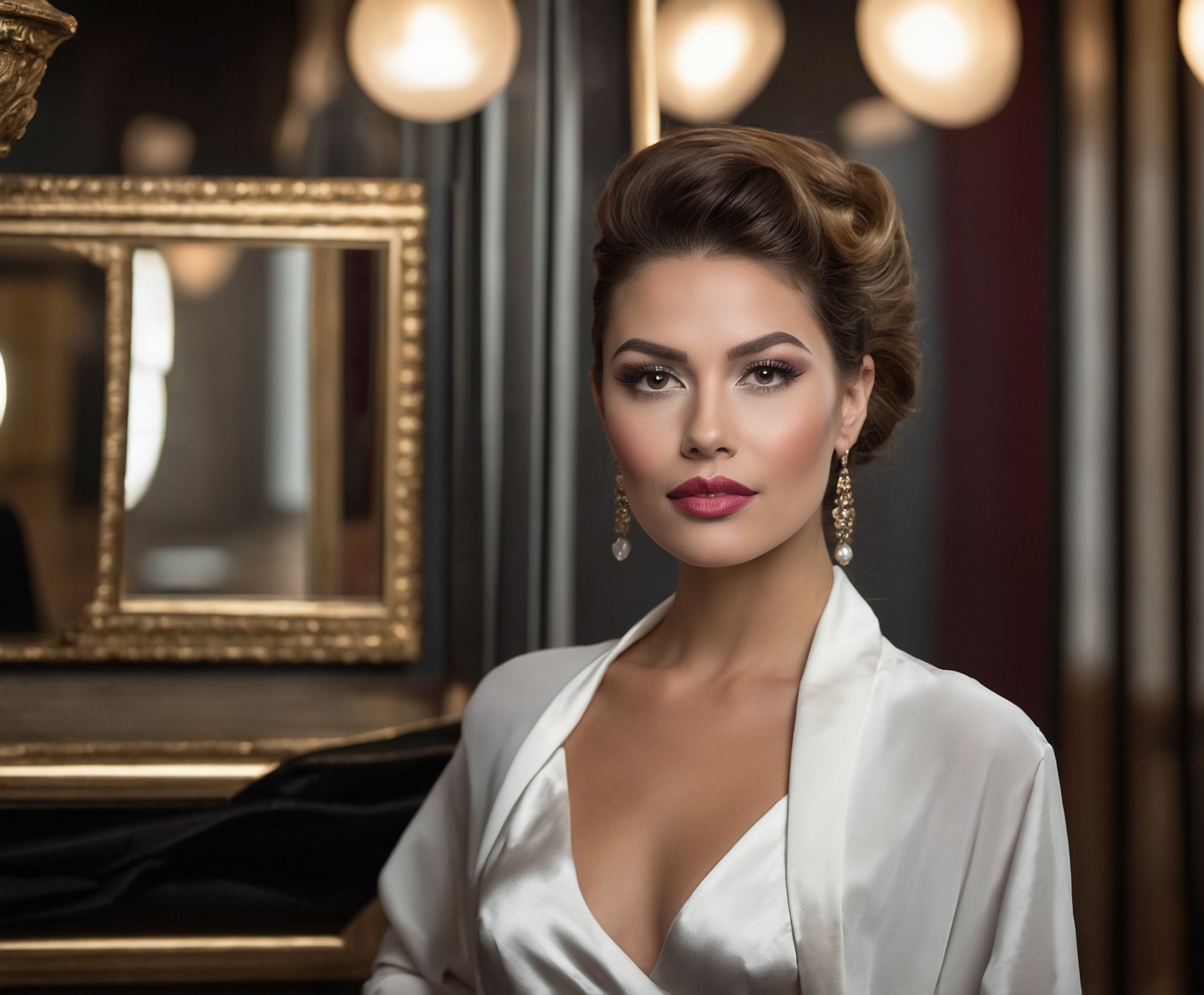 Maquillaje y peinado profesional para eventos glamuroso.